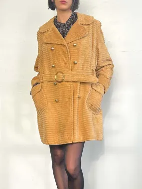 70s Wide Wale Corduroy Coat - Camel