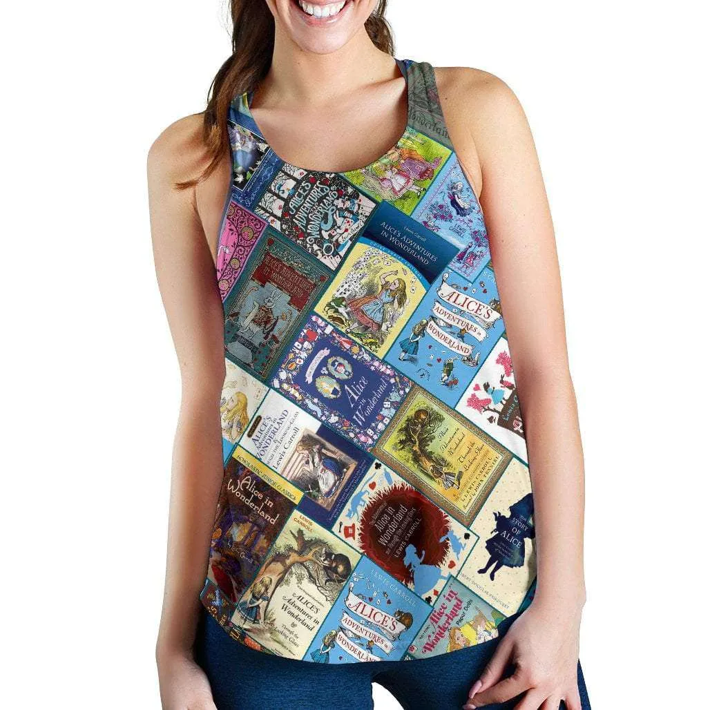 Alice In Wonderland Book Covers Women's Tank