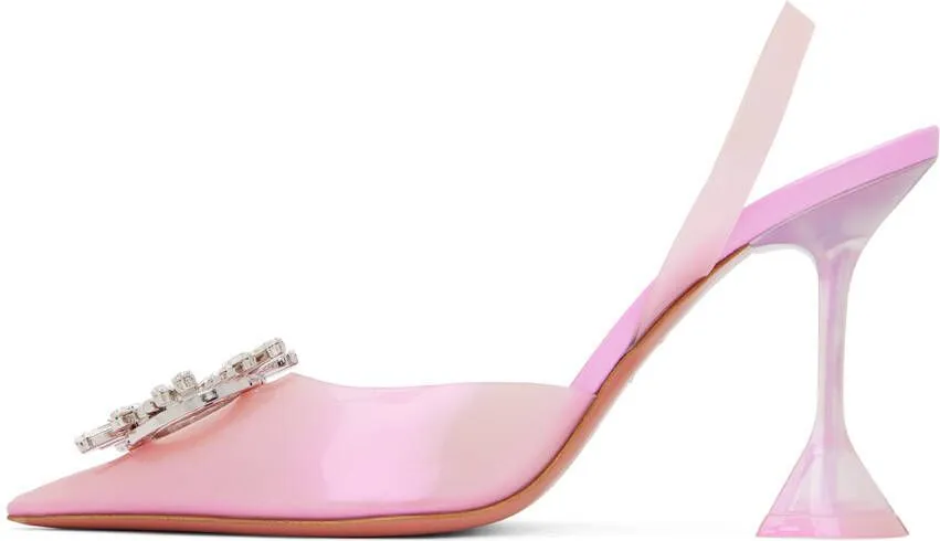 Amina Muaddi Pink Begum Glass Sling Heels