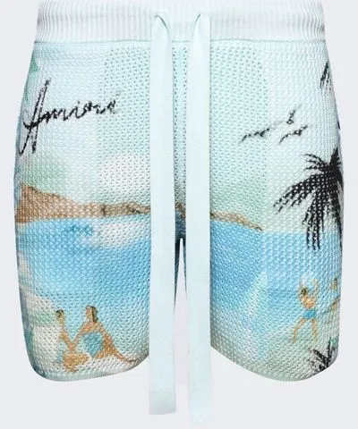 Amiri Paradise Crochet Shorts Cerulean