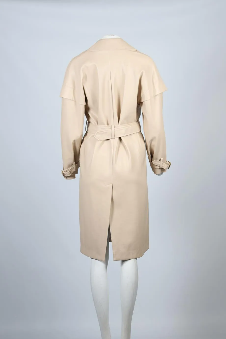 APPARIS BELTED DOUBLE BREASTED FAUX LEATHER TRENCH COAT XSMALL