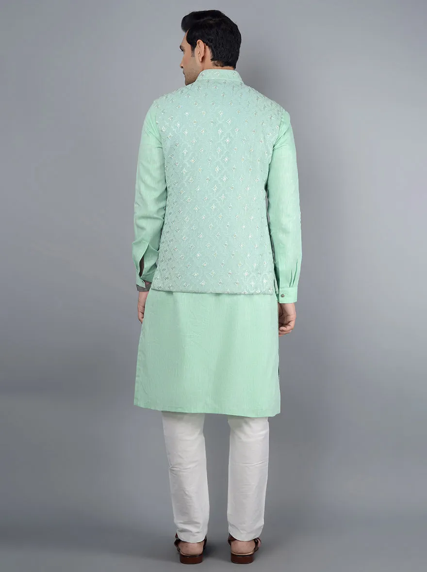 Aqua Green Bandhgala Jacket | TULA