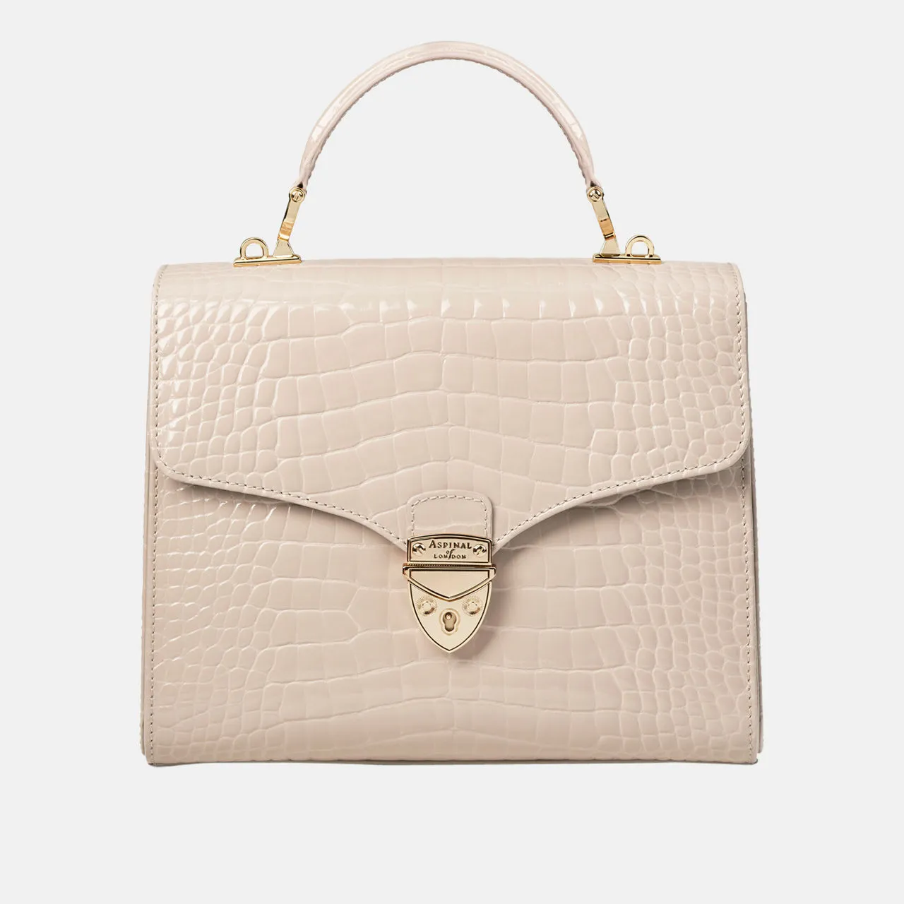 ASPINAL OF LONDON ONLINE EXCLUSIVE Mayfair® Patent-Croc Crossbody Bag - Taupe