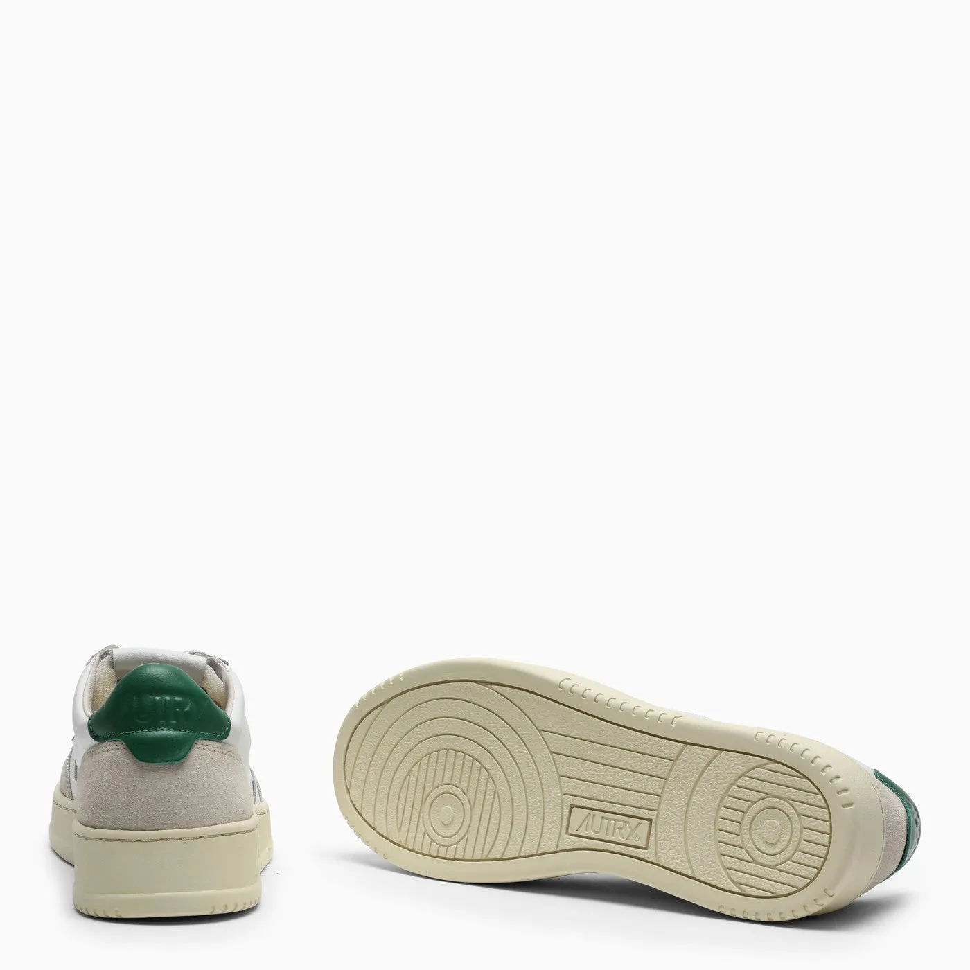 Autry    Autry Medalist Sneakers In White/Green Leather And Suede