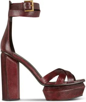 Balmain Ava 140mm leather platform sandals Red