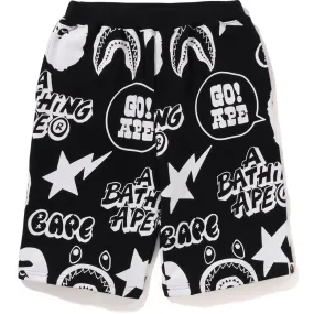 BAPE GRAFFITI PATTERN SWEAT SHORTS KIDS