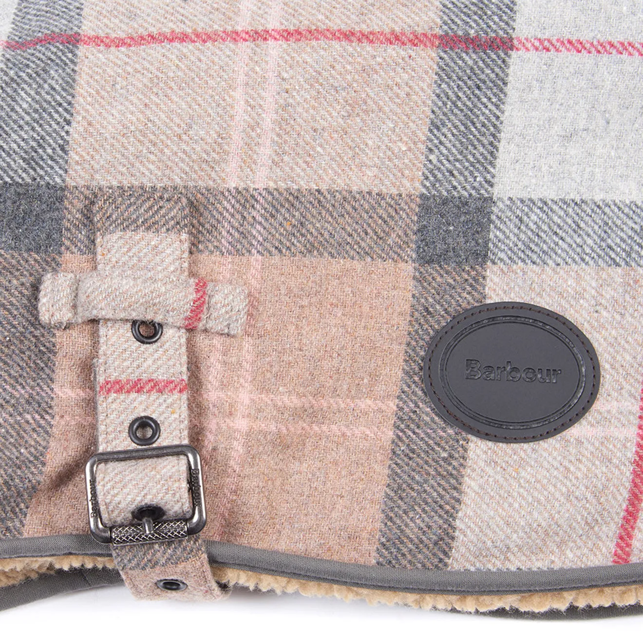 Barbour Wool Dog Coat Taupe / Pink