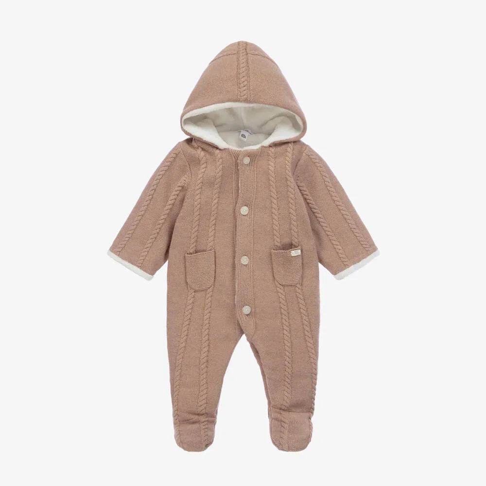 Beige Wool & Cashmere Knitted Pramsuit