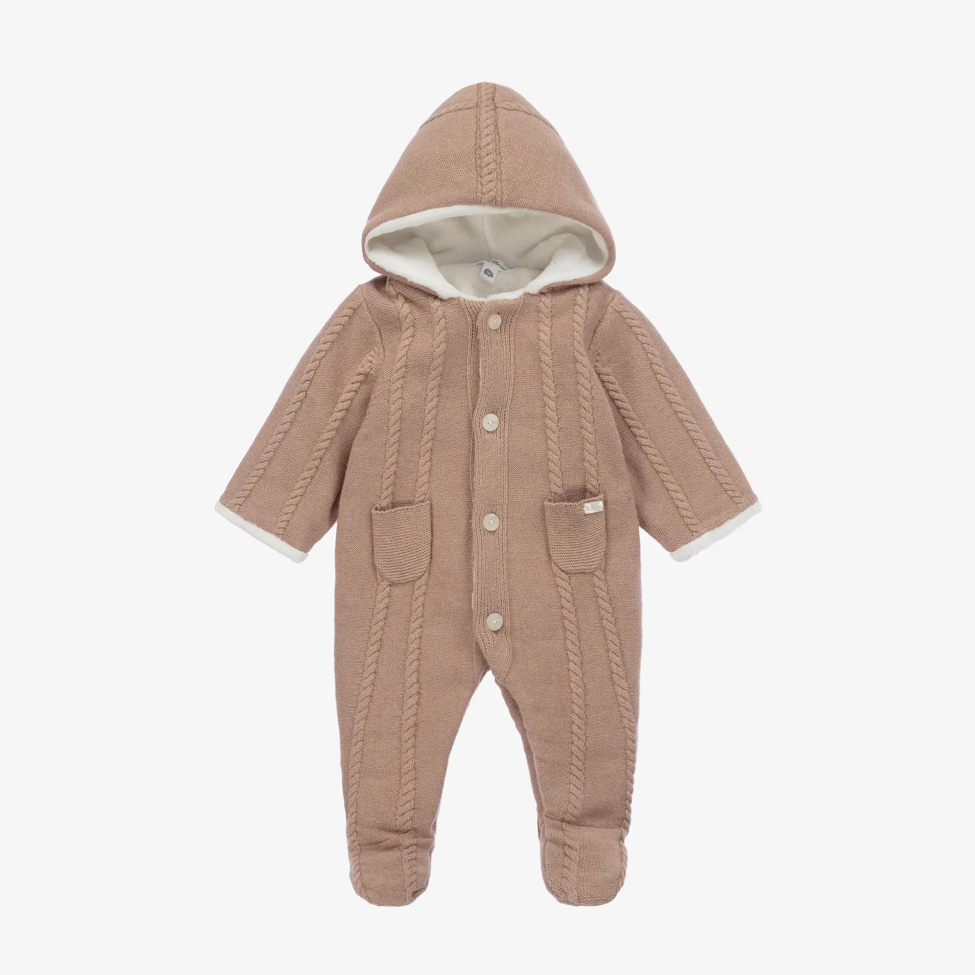 Beige Wool & Cashmere Knitted Pramsuit