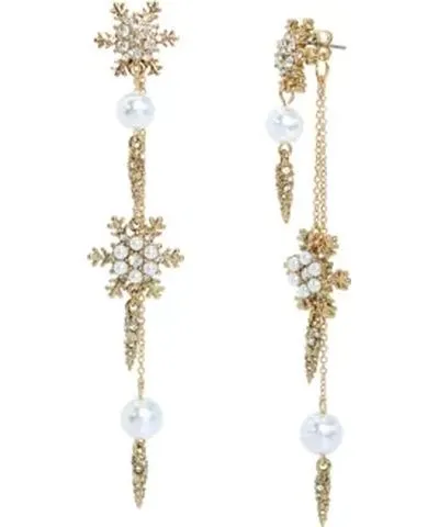 Betsey Johnson Snowflake Linear Jacket Earrings