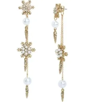 Betsey Johnson Snowflake Linear Jacket Earrings