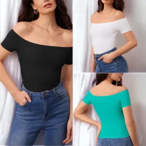 BLK Cotton Stretch Off Shoulder Top