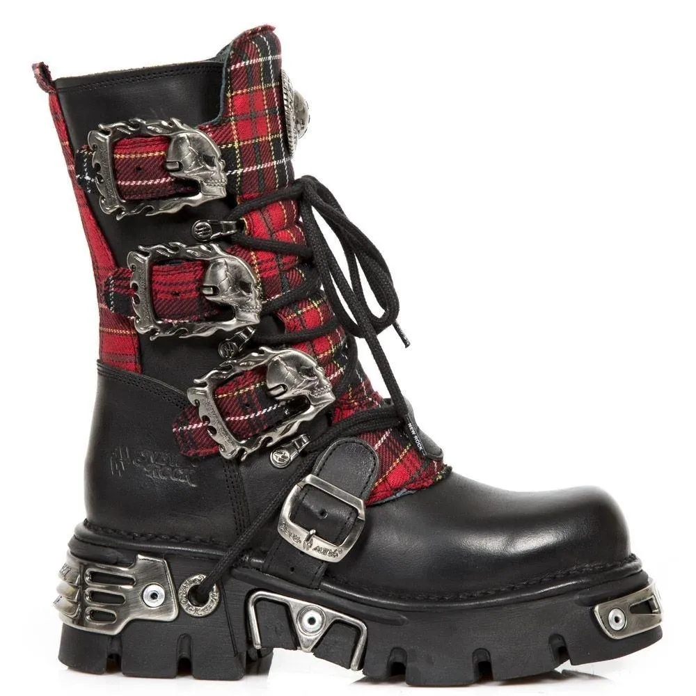 Boots | New Rock Tartan Leather Gothic Boots-391T-S1 | New Rock