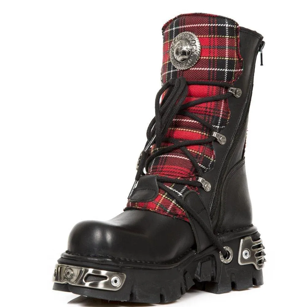 Boots | New Rock Tartan Leather Gothic Boots-391T-S1 | New Rock