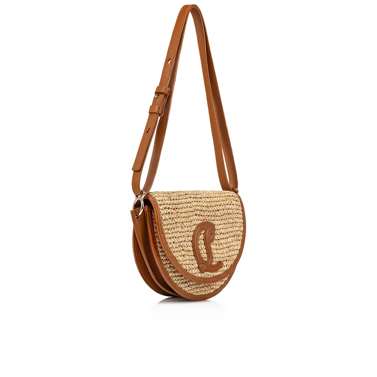 By My Side Crossbody bag - Raffia and grained calf leather - Natural