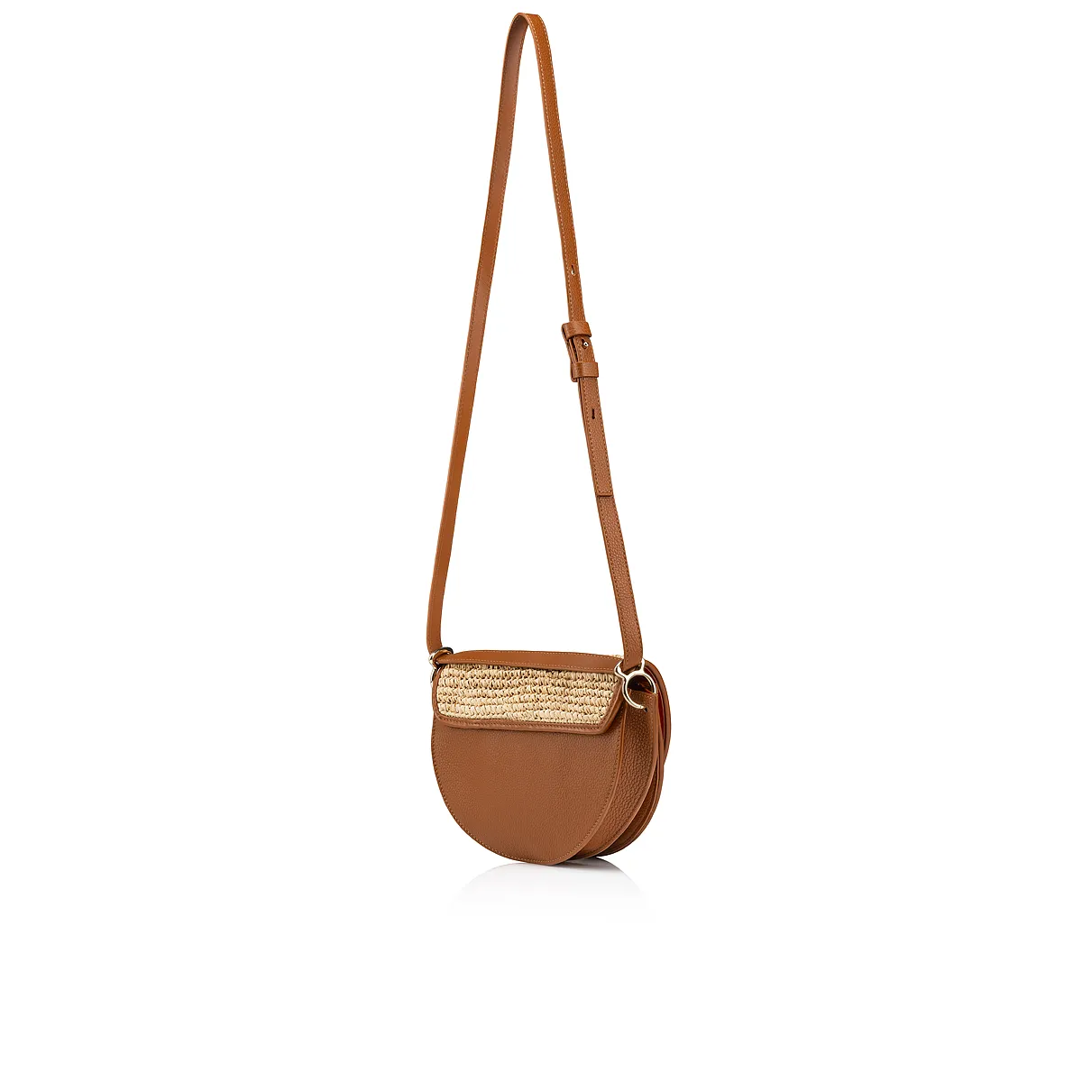 By My Side Crossbody bag - Raffia and grained calf leather - Natural