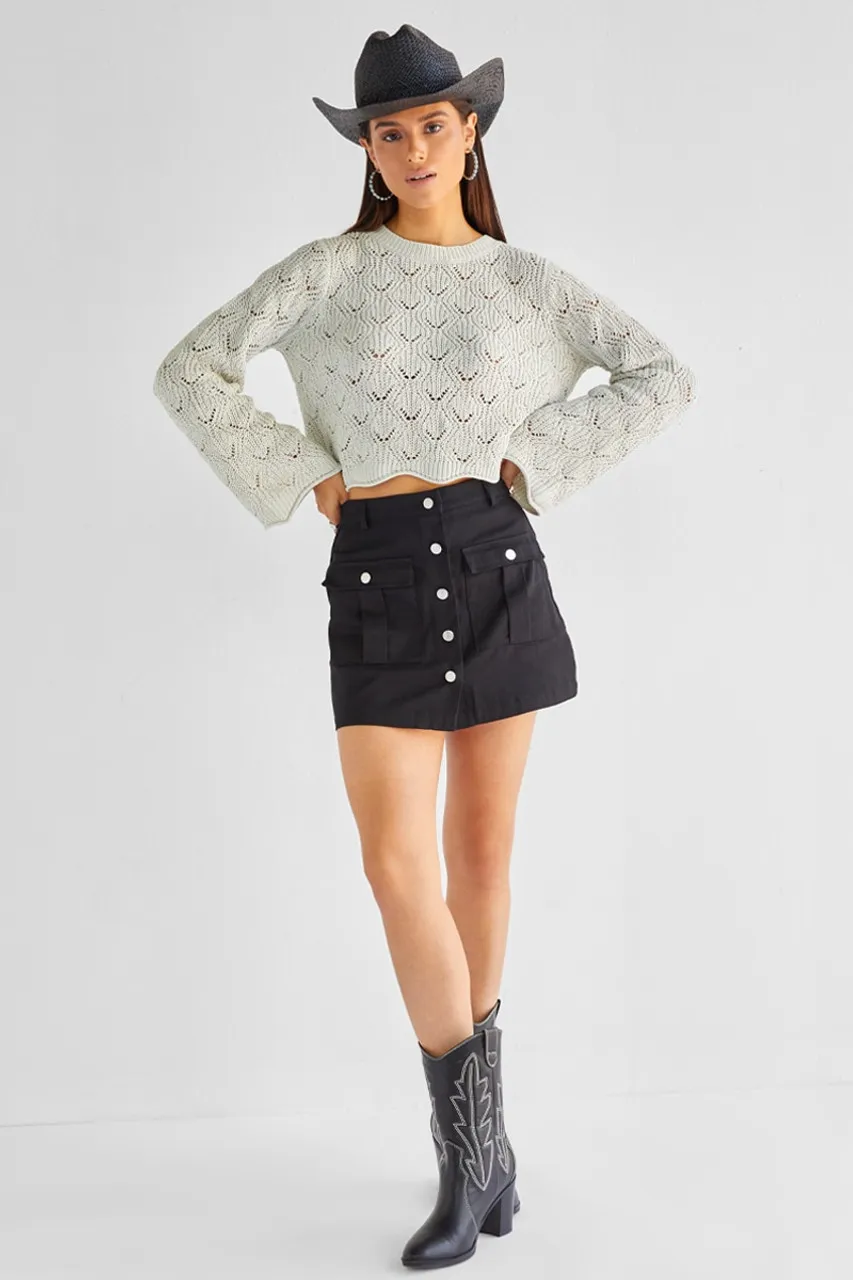 Christee Pointelle Pullover Sweater 