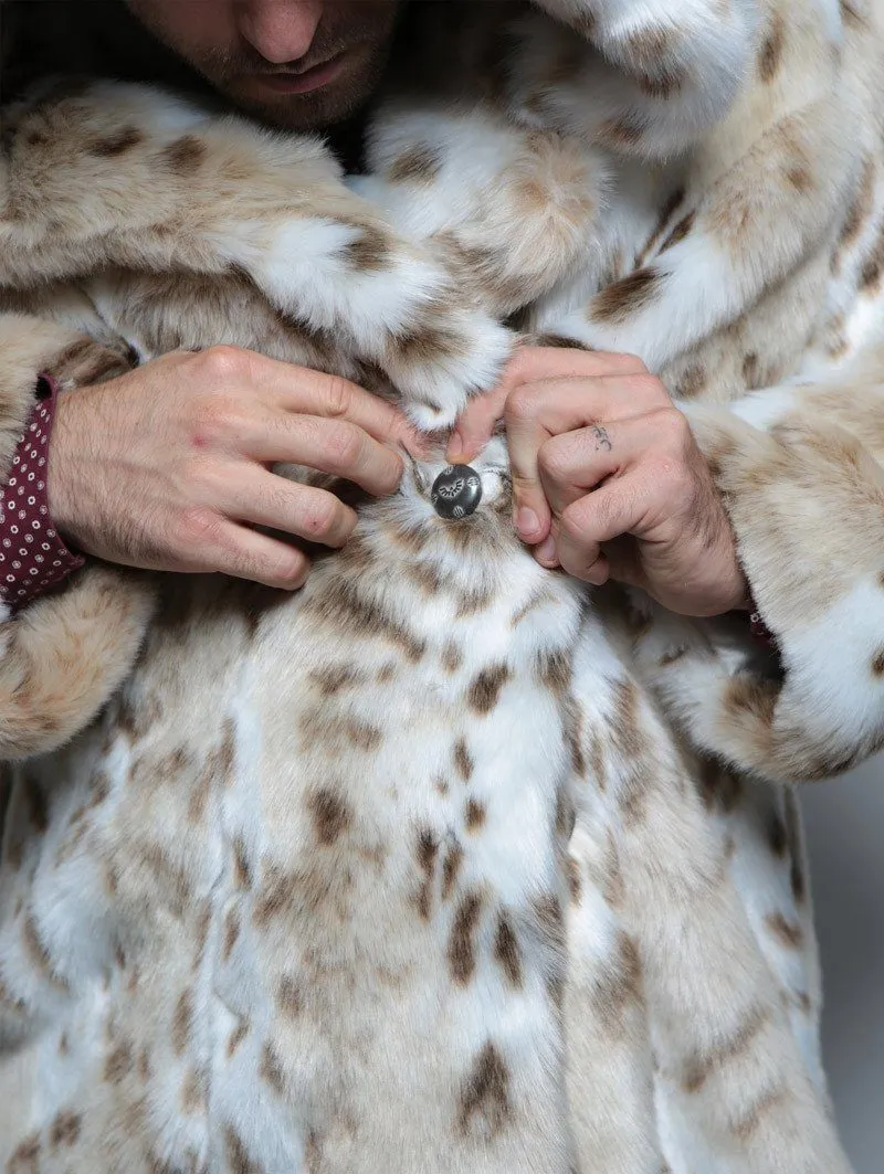 Classic Siberian Snow Leopard Faux Fur Coat