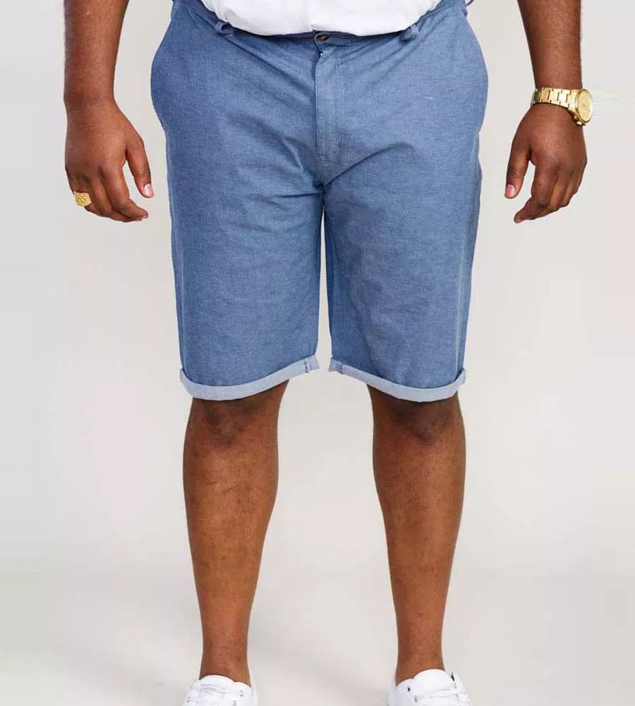 D555 Big Mens Blue Stretch Chambray Shorts (ALDERTON)