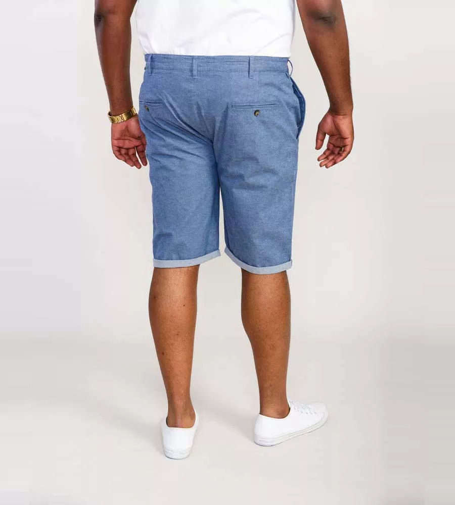 D555 Big Mens Blue Stretch Chambray Shorts (ALDERTON)