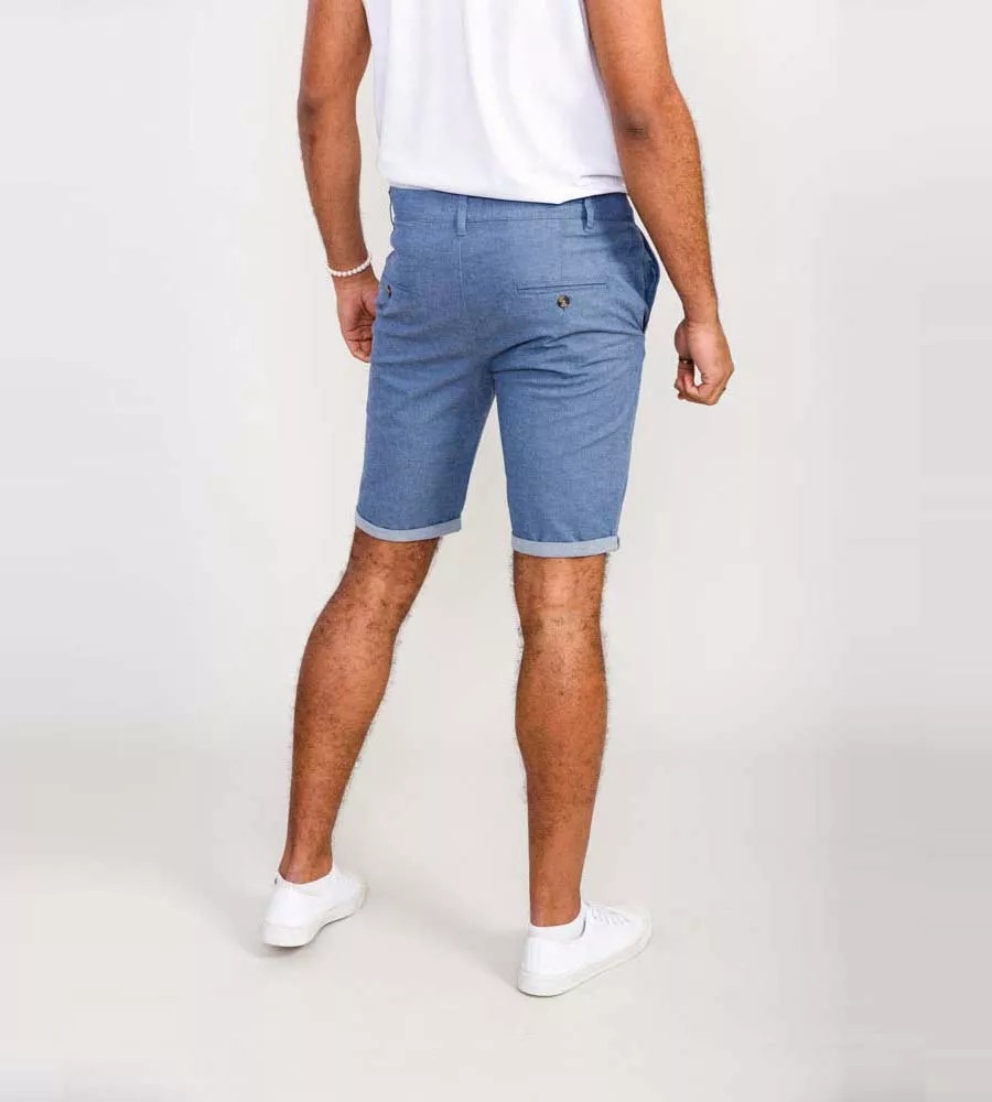 D555 Mens Blue Stretch Chambray Shorts (ALDERTON)