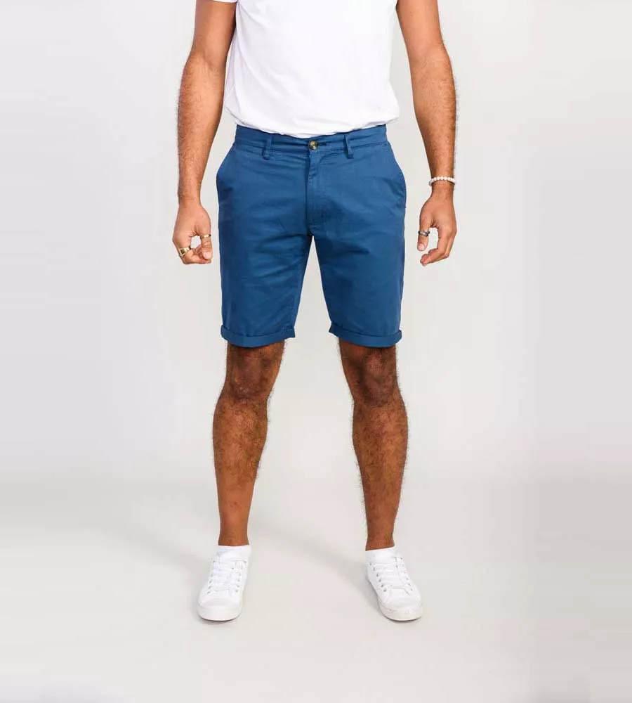 D555 Mens Blue Stretch Chino Shorts (NELSON 1)