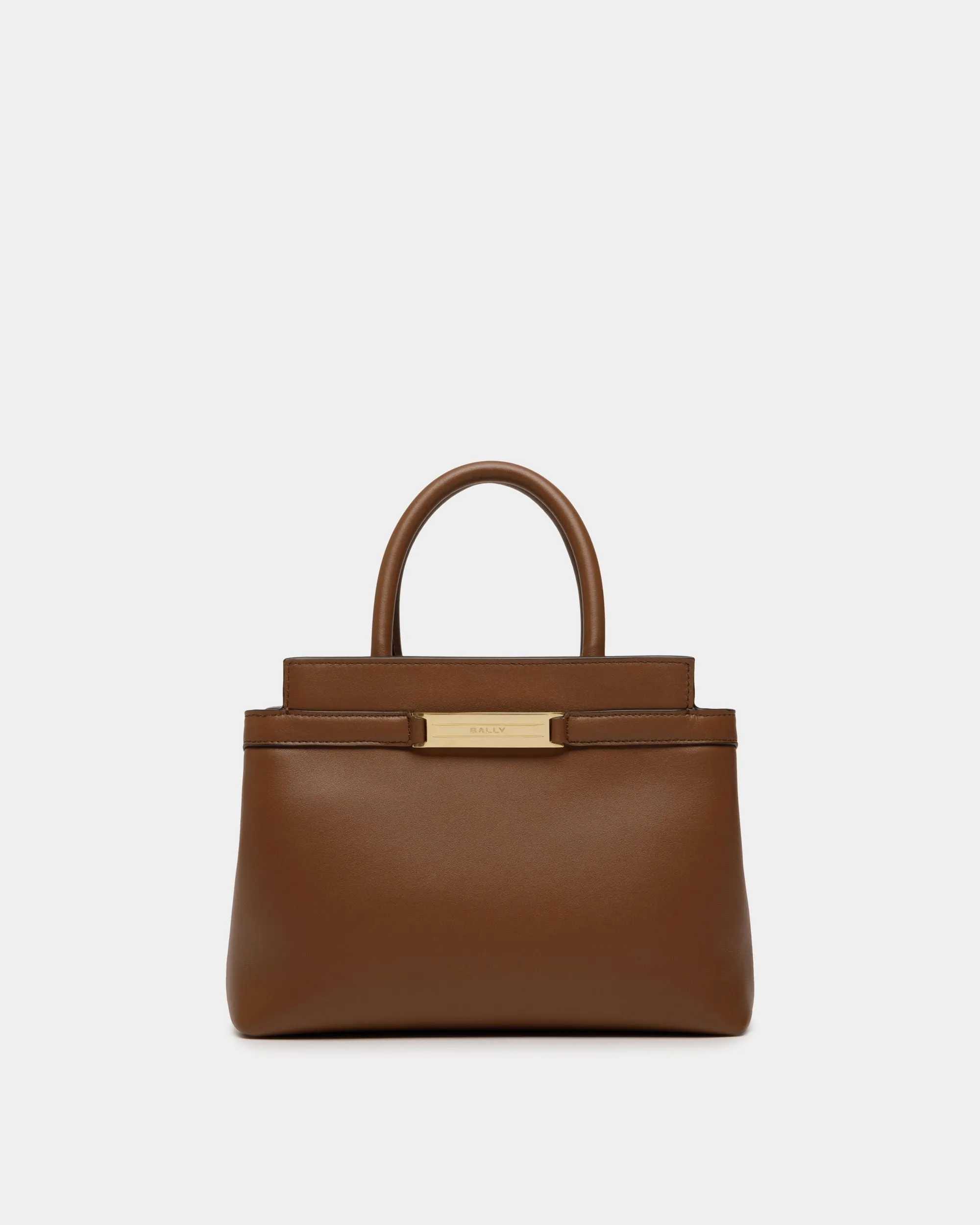 Deco Small Tote Bag in Brown Leather 