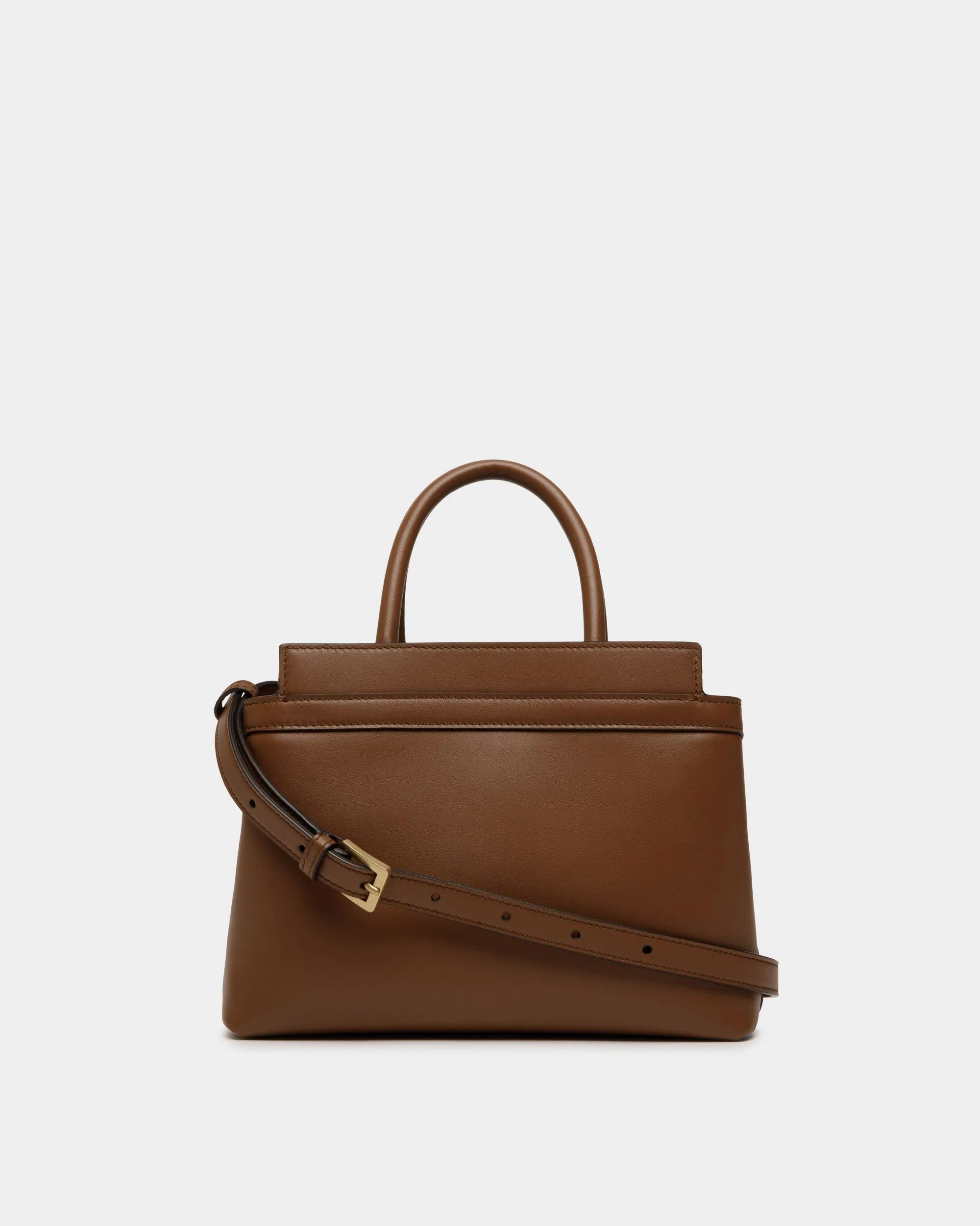 Deco Small Tote Bag in Brown Leather 