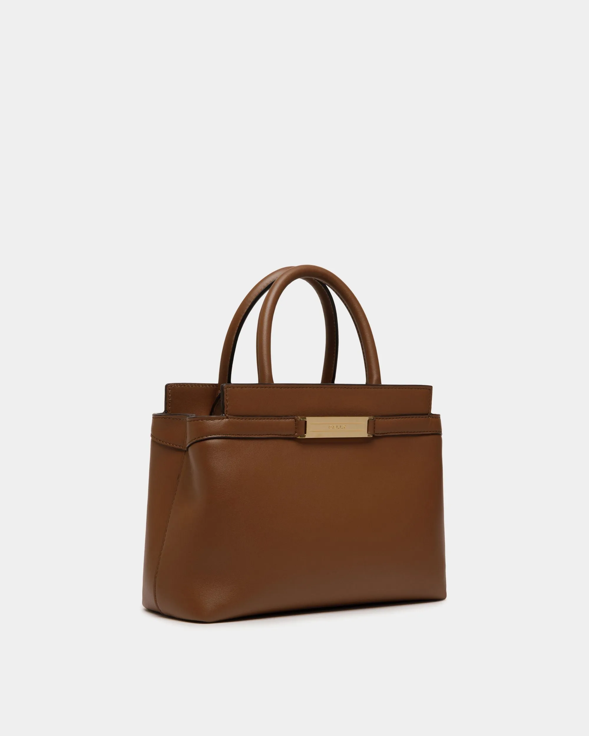 Deco Small Tote Bag in Brown Leather 