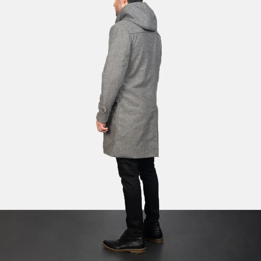 Drake Grey Wool Hooded Duffle Coat