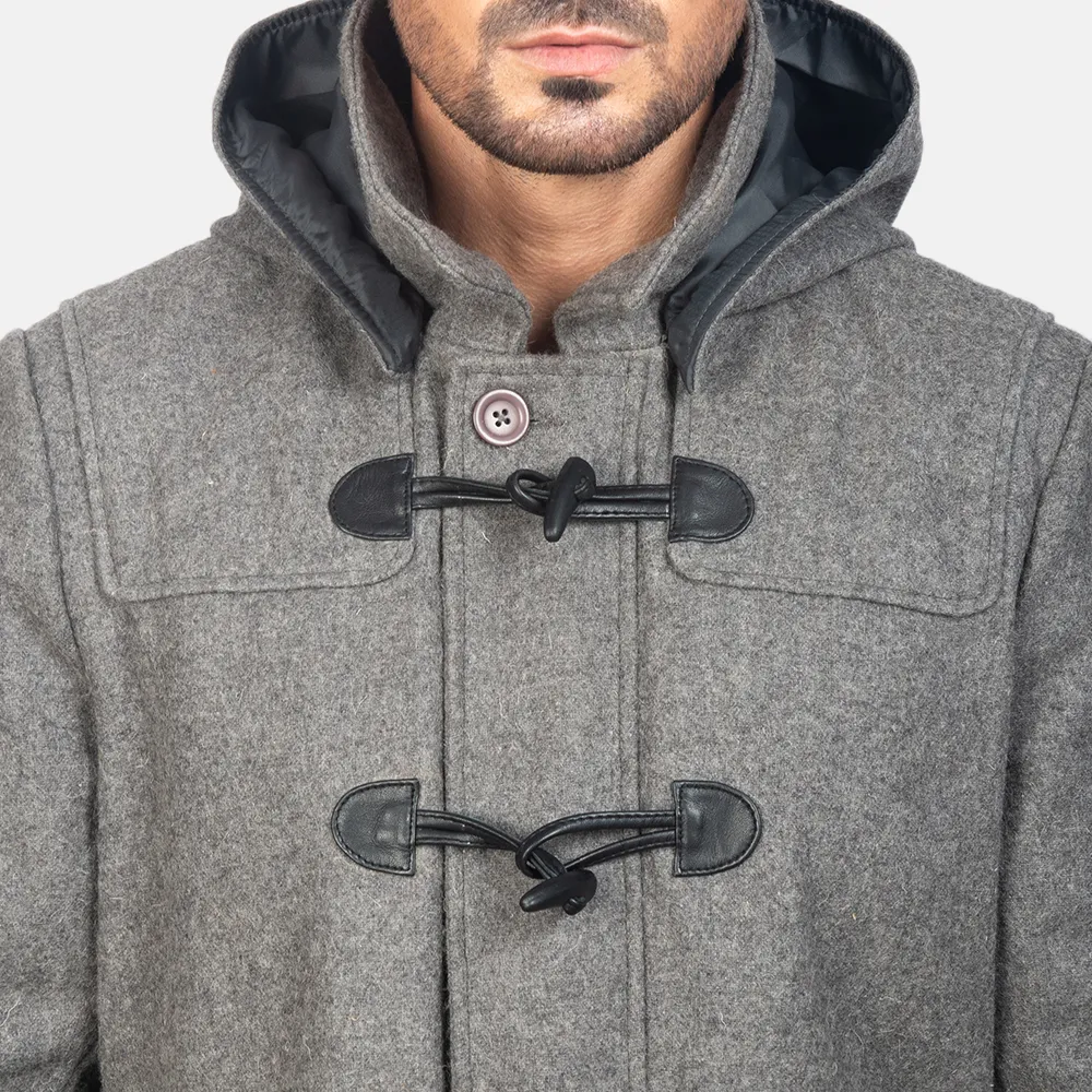 Drake Grey Wool Hooded Duffle Coat