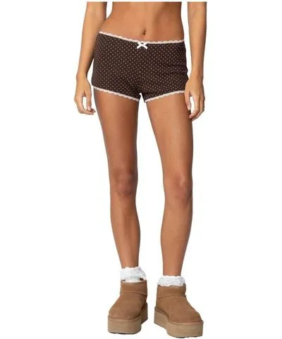 Edikted Women's Juliana Polka Dot Ribbed Shorts