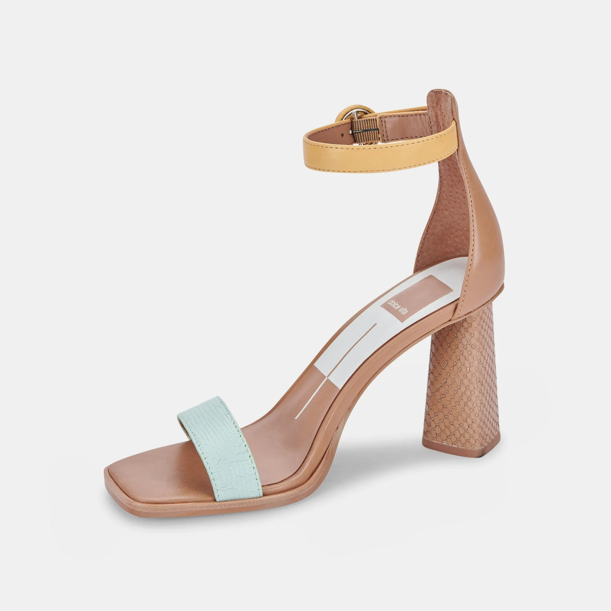 FIONNA HEELS MINT MULTI EMBOSSED LEATHER - re:vita