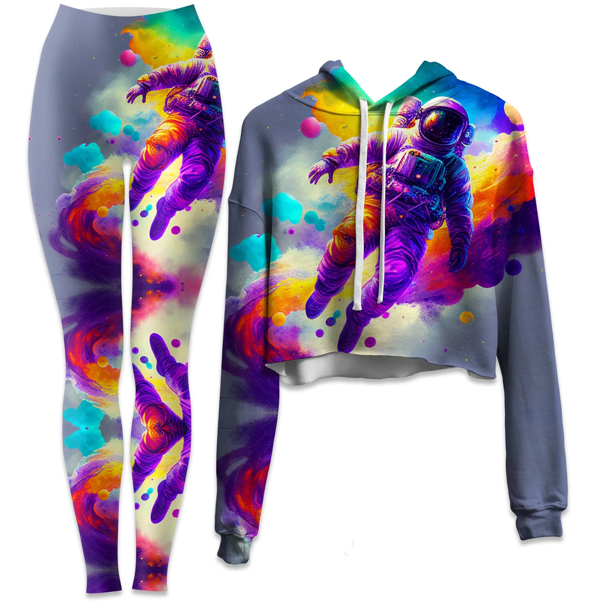 Floating Away Crop Hoodie and Leggings Combo