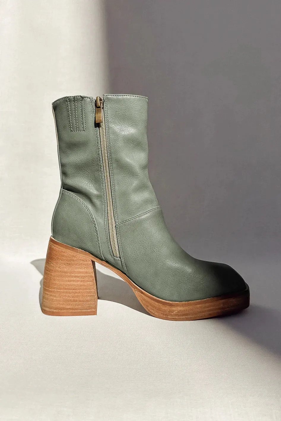 Foster Moss Green Heeled Boot