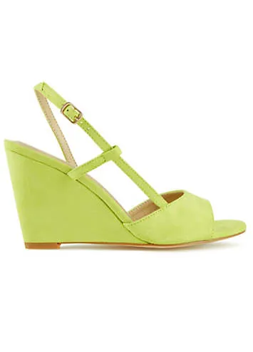 Freemans Lime Slingback Wedge Sandals | Grattan