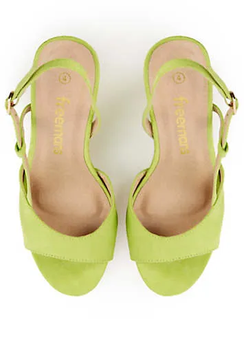 Freemans Lime Slingback Wedge Sandals | Grattan