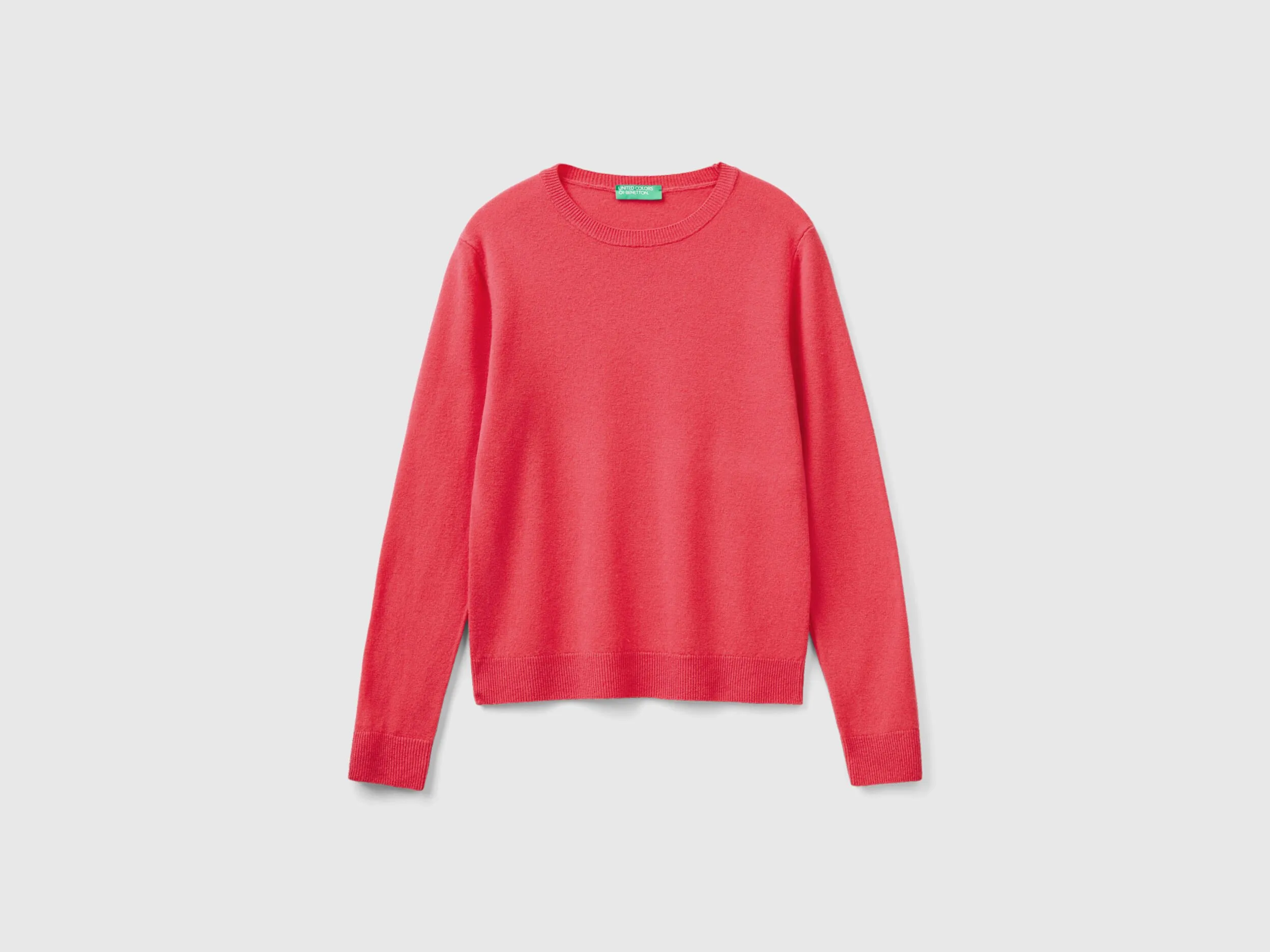 Fuchsia crew neck sweater in Merino wool - Fuchsia | Benetton