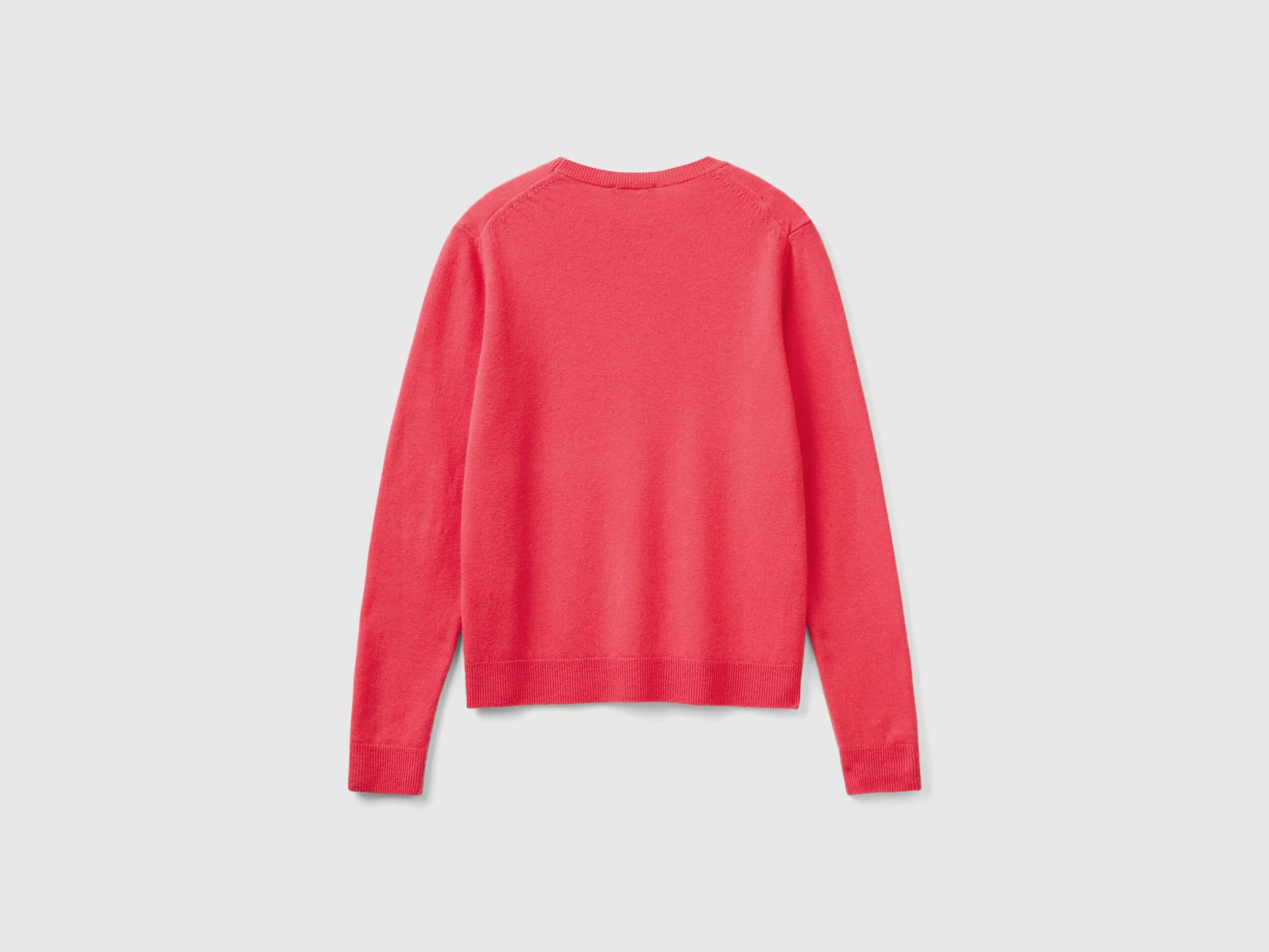 Fuchsia crew neck sweater in Merino wool - Fuchsia | Benetton