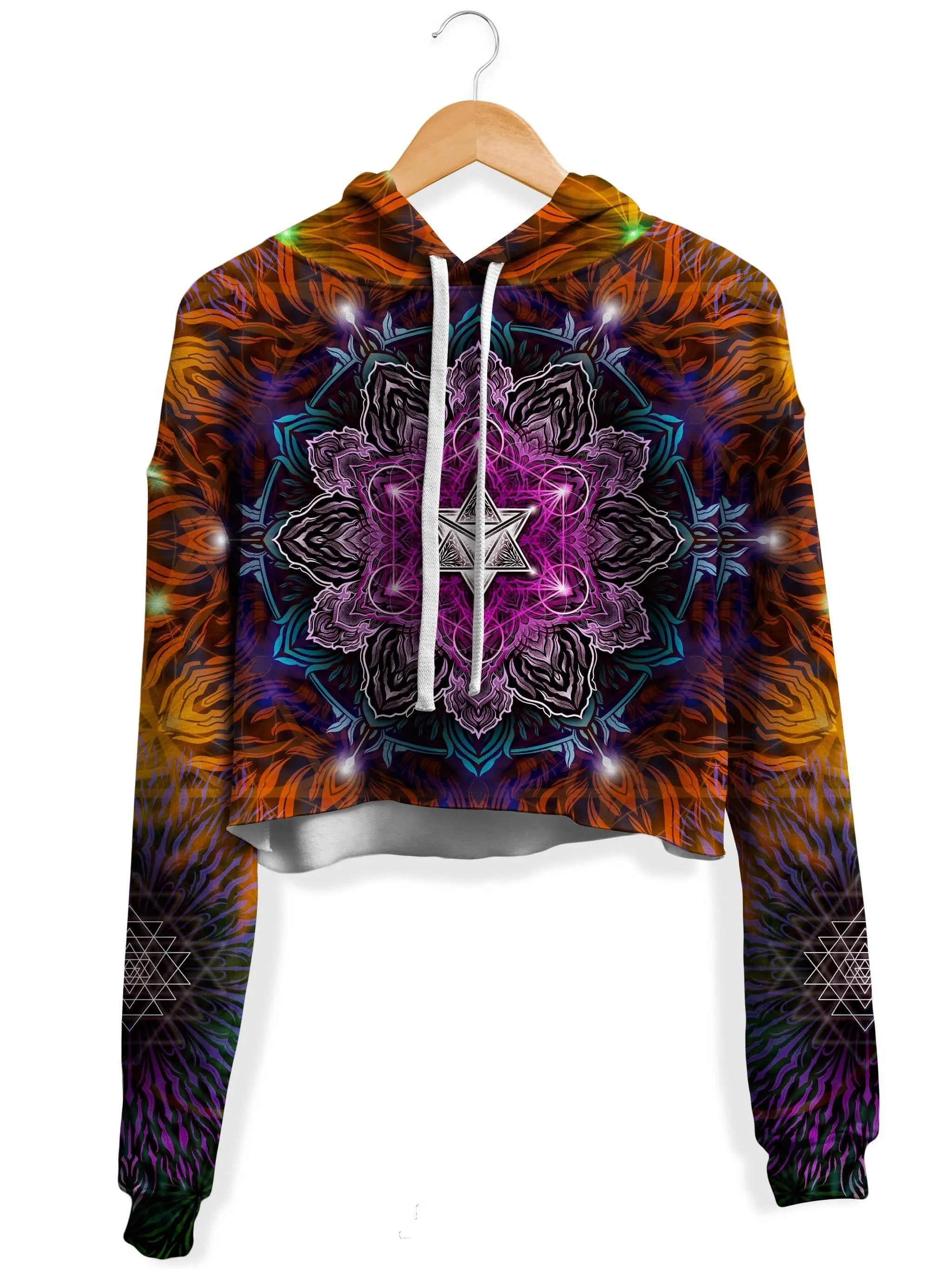 Geometric Vibes Fleece Crop Hoodie