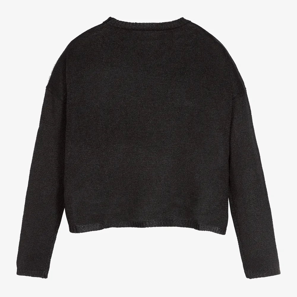 Girls Black Knitted Sweater