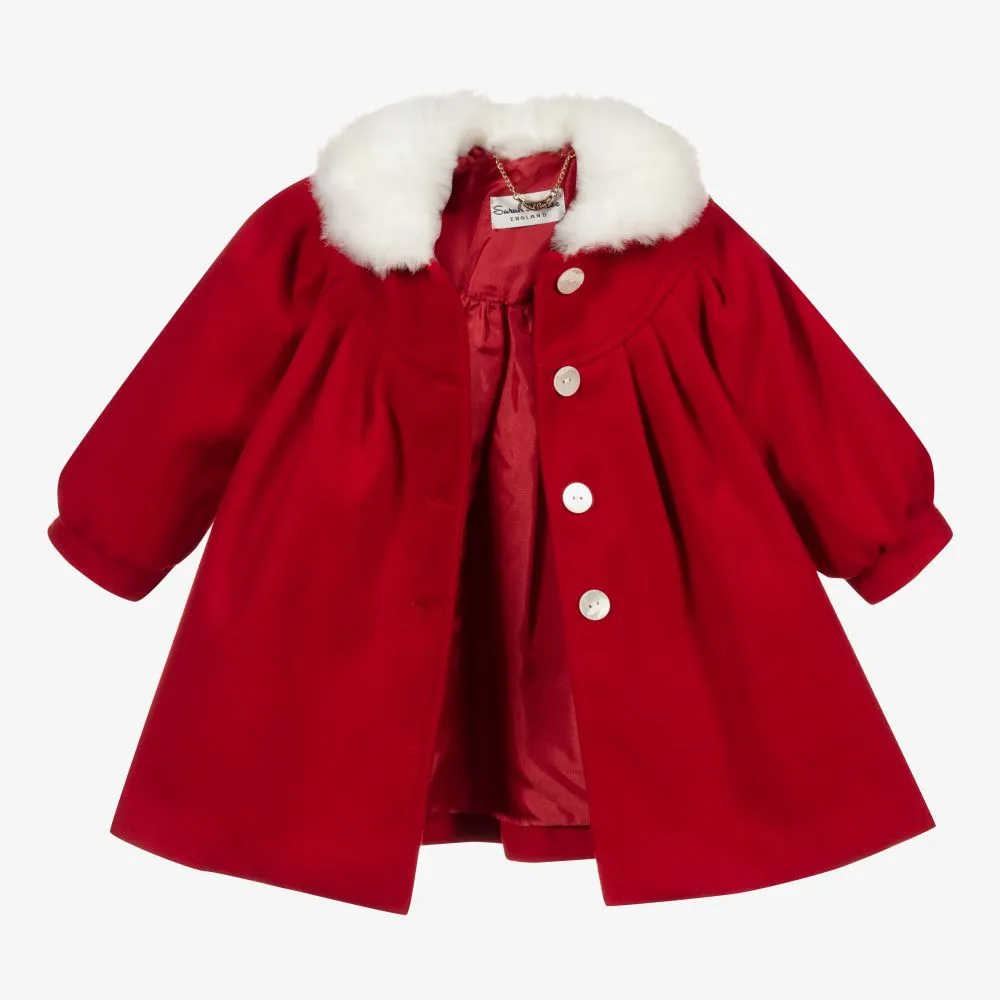 Girls Red Coat & Bonnet Set