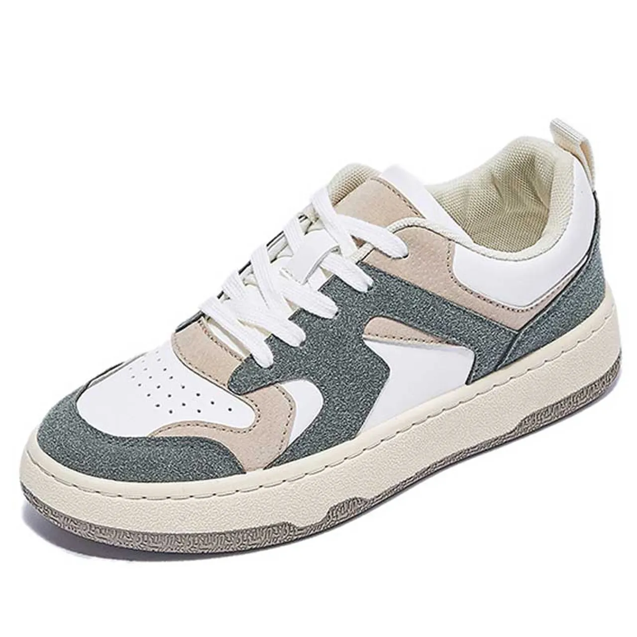 Green suede mix color casual shoe sneaker