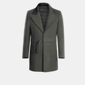 Grey Belted Coat with contrasted Collar