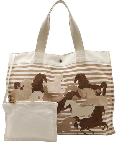 Hermès Cheveaux En Camouflage Canvas Tote Bag