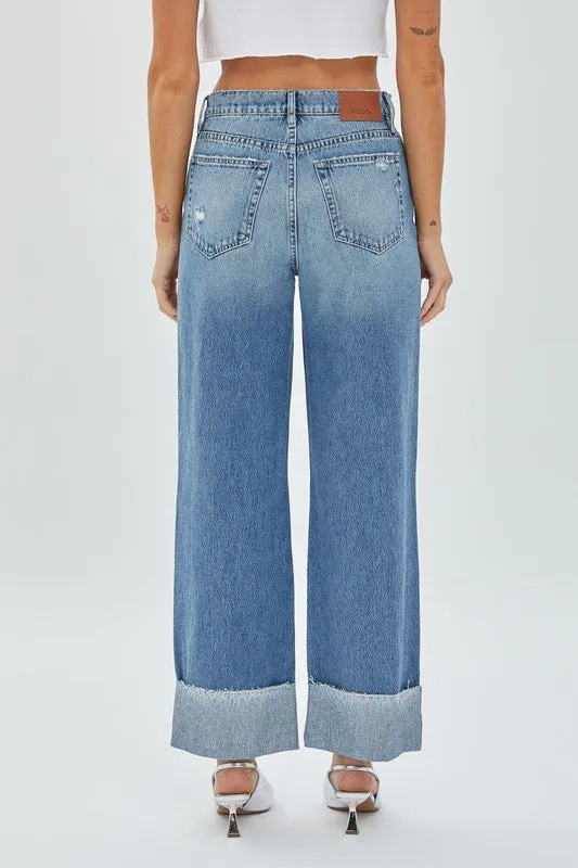 Hidden High Waist Dad Jean Crossover Jeans