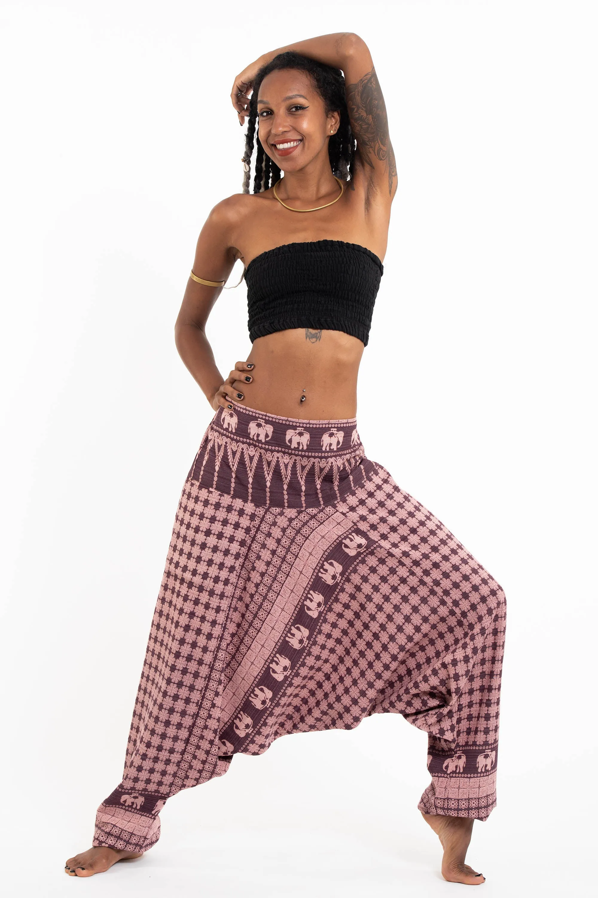 Hill Tribe Elephant Women's Elephant Pants in Mauve