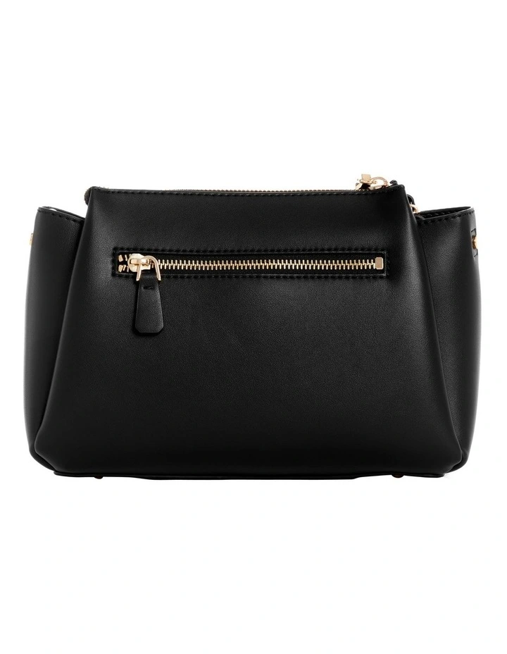 Iwona Triple Compartment Top Zip Crossbody Bag in Black