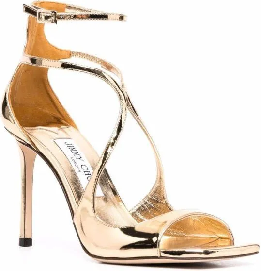 Jimmy Choo Azia metallic-effect sandals Yellow