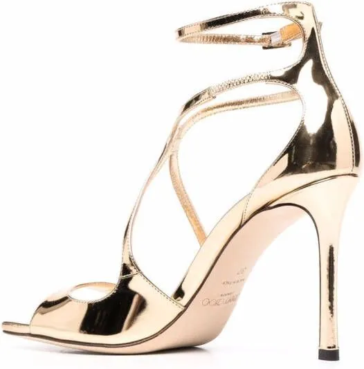 Jimmy Choo Azia metallic-effect sandals Yellow